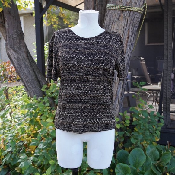 Sequin Brown and Gold t-shirt - Picture 1 of 4